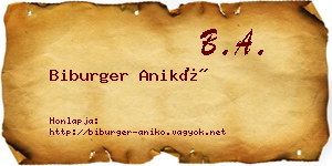 Biburger Anikó névjegykártya