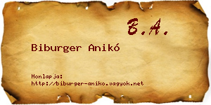 Biburger Anikó névjegykártya